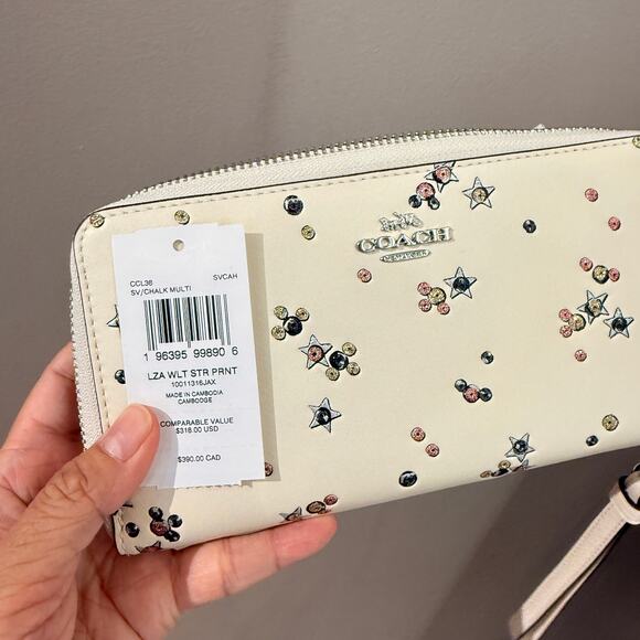 Coach Long Zip Around Wallet With Star Print CCL38 & CCL39 ‼️choose 1 color‼️ - Picture 6 of 12